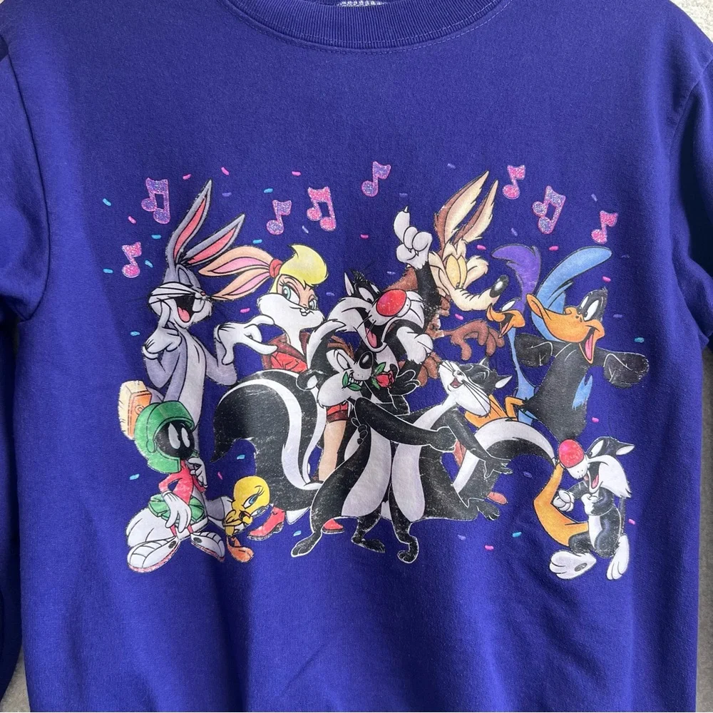Looney Tunes WB‎ 1997 Vintage Rare Kids Purple Sweatshirt Music Size Large 10/12